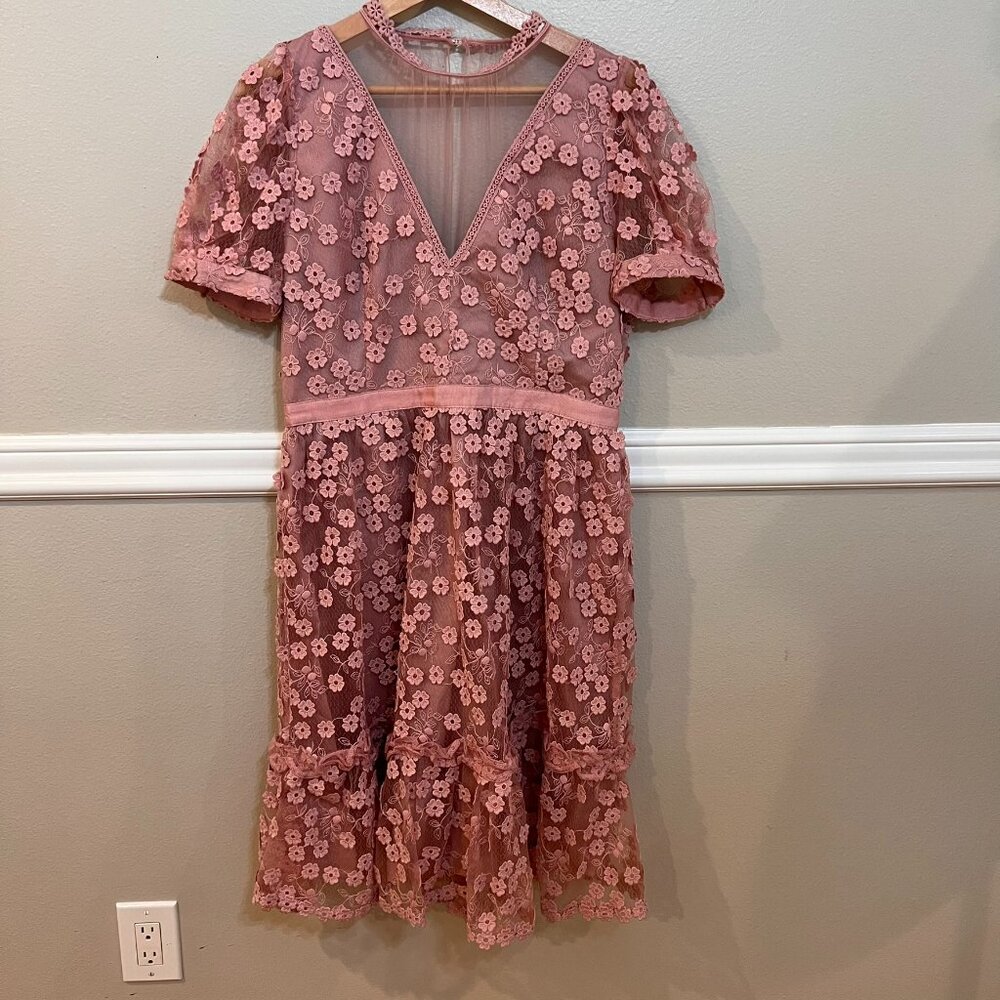 Fairy Whimsy Core French Connection caballo pink lace dress US 10 UK 14 Cottage